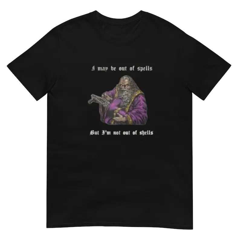 Funny Meme Shirt, Out of spells Wizard Tee, Gym Gift Unisex T-Shirt Hoodie, Sweatshirt | TeeBloomCo.com