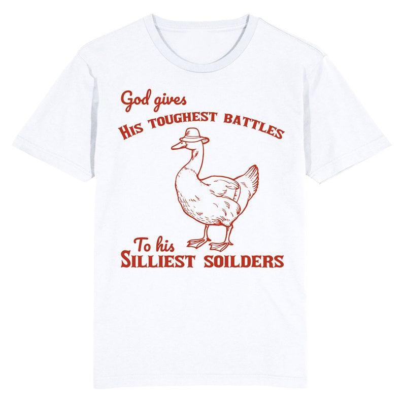 Funny Meme Shirt, Silly Duck, Silly soldiers, does he Tee, Gift Unisex T-Shirt Hoodie, Sweatshirt | TeeBloomCo.com