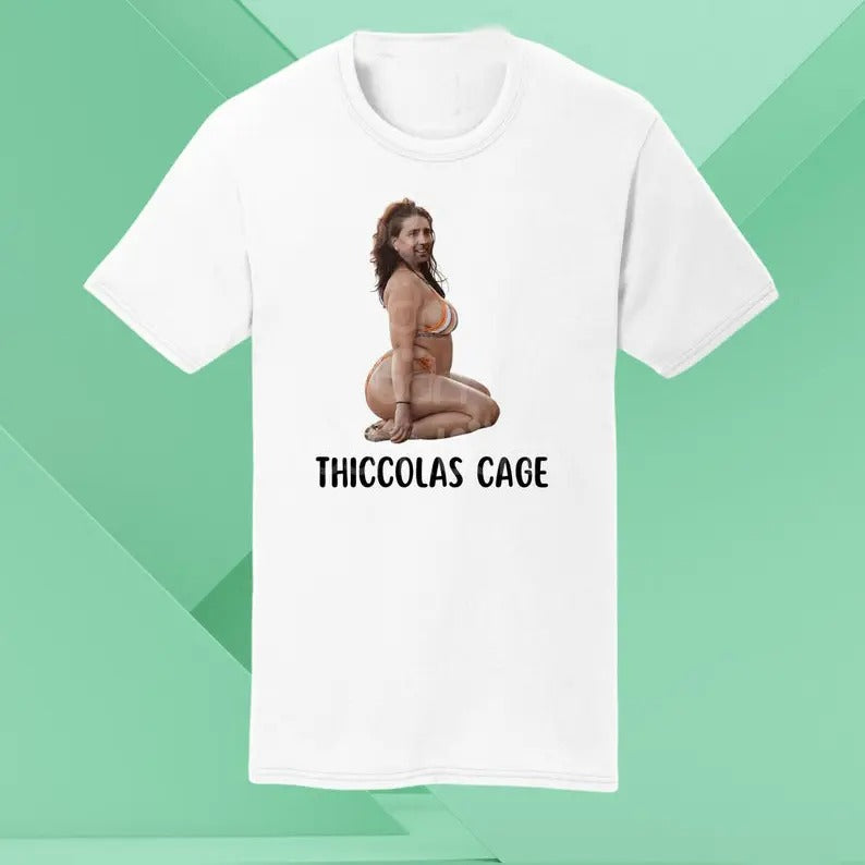 Funny Meme Shirt, Thiccolas Cage Tee, Gift Unisex T-Shirt Hoodie, Sweatshirt | TeeBloomCo.com