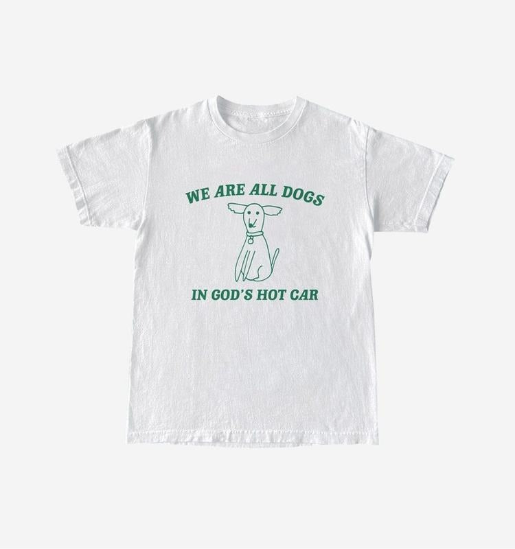 Funny Meme Shirt, We Are All Dogs In God's Hot Car Tee, Gift Unisex T-Shirt Hoodie, Sweatshirt | TeeBloomCo.com