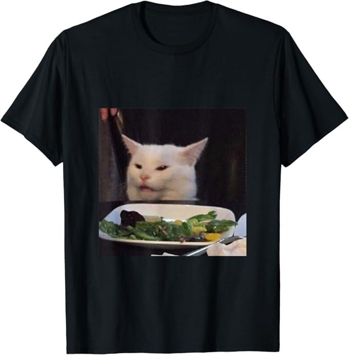 Funny Meme Shirts For Men, Dinner Table Cat Meme Funny T-Shirt Menswear Top Hoodie, Sweatshirt | TeeBloomCo.com
