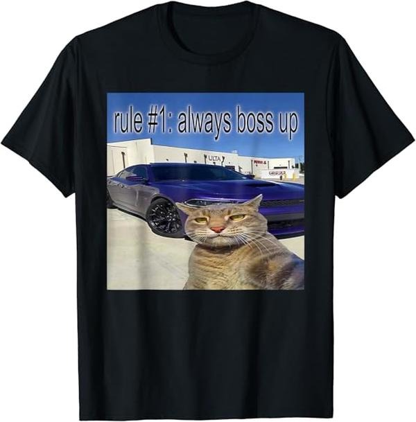 Funny Meme Shirts For Men, Rule #1 Always Boss Up Funny Cat Oddly Specific Meme T-Shirt Menswear Top Hoodie, Sweatshirt