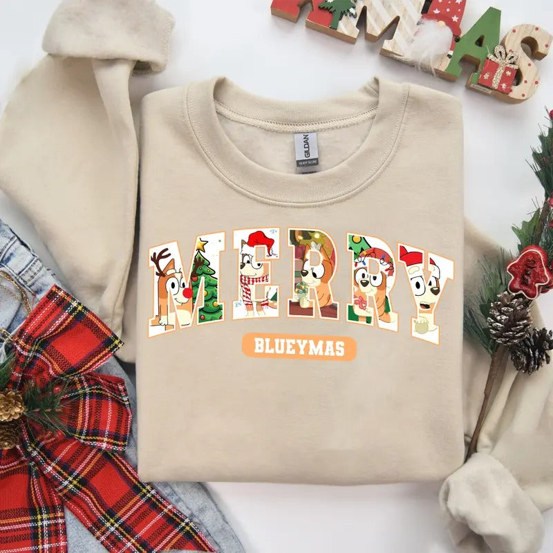 Funny Merrymas Sweatshirt Cute Cartoon, Unisex Retro Xmas Tee For Man,Women - Cotton, Fabric Hoodie | TeeBloomCo.com