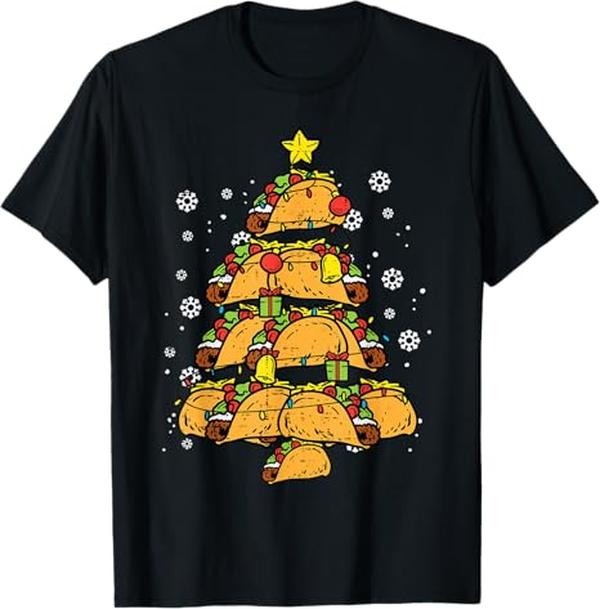 Funny Mexican Christmas Shirt, Christmas Gift, Taco Christmas Tree Xmas Mexican Food T-Shirt