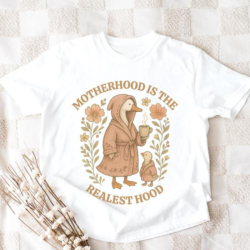 Funny Mom Comfort Colors Shirt, Silly Goose Mom Tees, Motherhood is the Realest Hood Tee, Mom Gift, Retro Mama Shirt,...