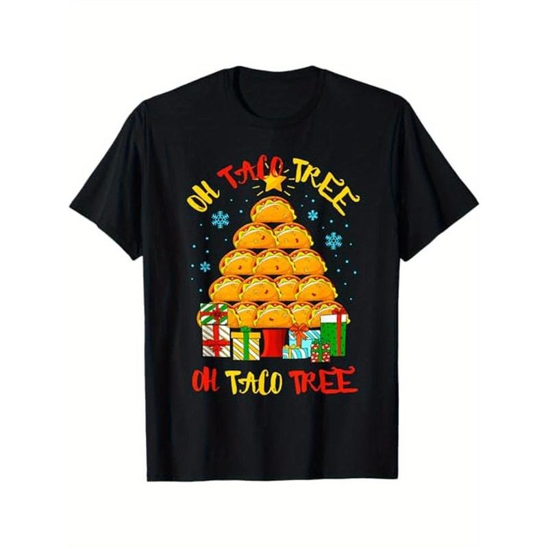 Funny Oh Taco Tree Mexican Christmas Xmas Party T-Shirt, 100% Cotton, Gifts for Men Dad Husband Grandpa, S-XXXL, Black...
