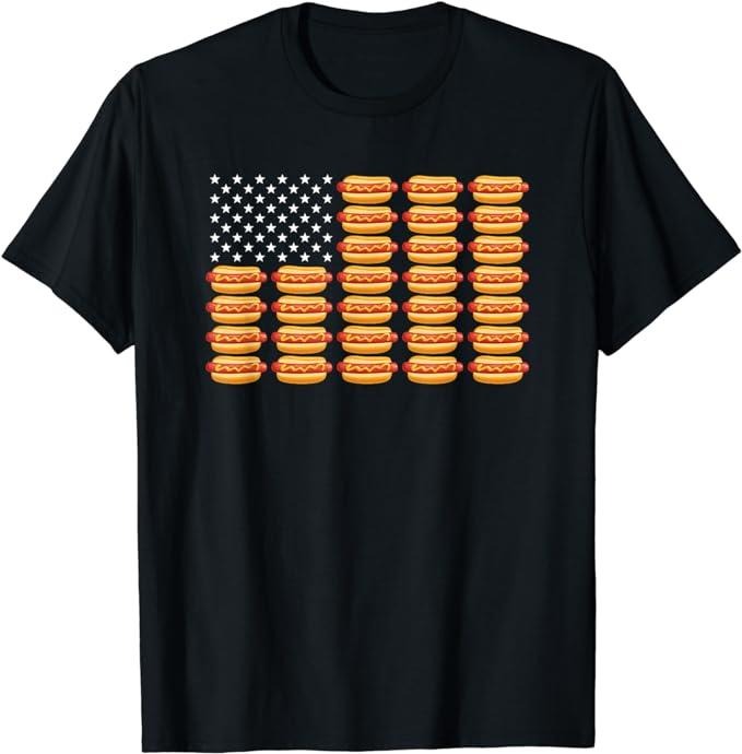 Funny Patriotic Shirts For Men, Hot Dog American Flag July 4th Patriotic Summer BBQ Funny T-Shirt Menswear Top Casual...