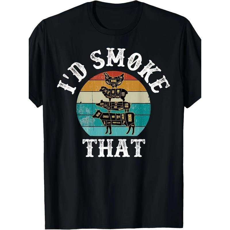 Funny Retro BBQ Party Smoker Chef Dad Gift - I'd Smoke That T-Shirt made in usa Hoodie, Sweatshirt | TeeBloomCo.com