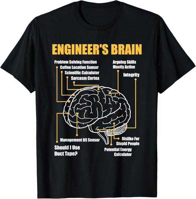 Funny Sarcastic Engineering Gift Shirt, Engineer's Brain - Funny Sarcastic Engineering Gift T-Shirt