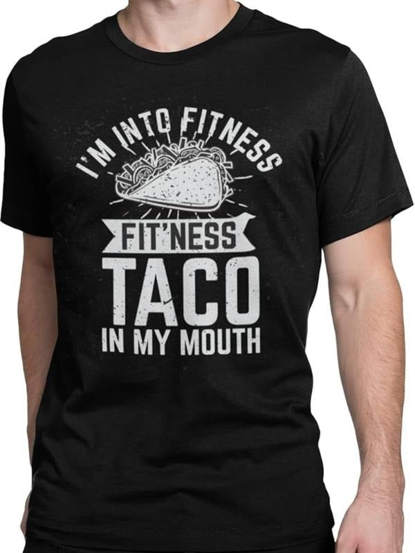 Funny Taco Shirts, Gifts For Mexican Food Lovers, I'm Into Fitness Fit'ness Taco in My Mouth Funny Sarcastic Gym Adult...