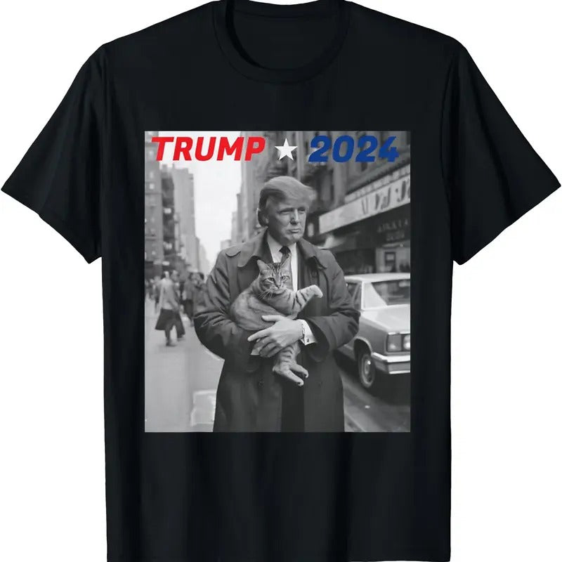 Funny Trump And Cat 2024 T-Shirt | Unisex Cotton Tee Gift | Full Size Hoodie, Sweatshirt | TeeBloomCo.com