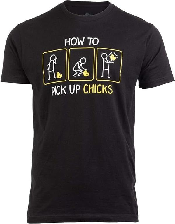 Funny Work T-Shirts, How to Pick up Chicks Funny Sarcastic Sarcasm Joke Tee for Man Woman T-Shirt Menswear Casual Cotton...
