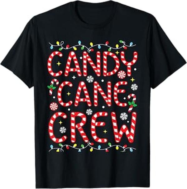 Funny Xmas Men Women Family T-Shirt, Candy Cane Crew Funny Christmas Candy Cane Lover Xmas Pajama T-Shirt