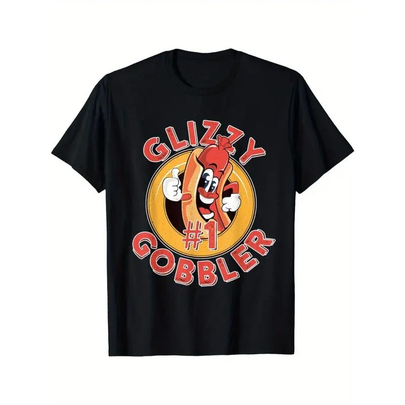 GLIZZY GOBBLER Men'S T-Shirt - 100% Cotton, Mature Style, Geometric-Pattern, Crew Neck, Short Sleeve, Regular Fit,...