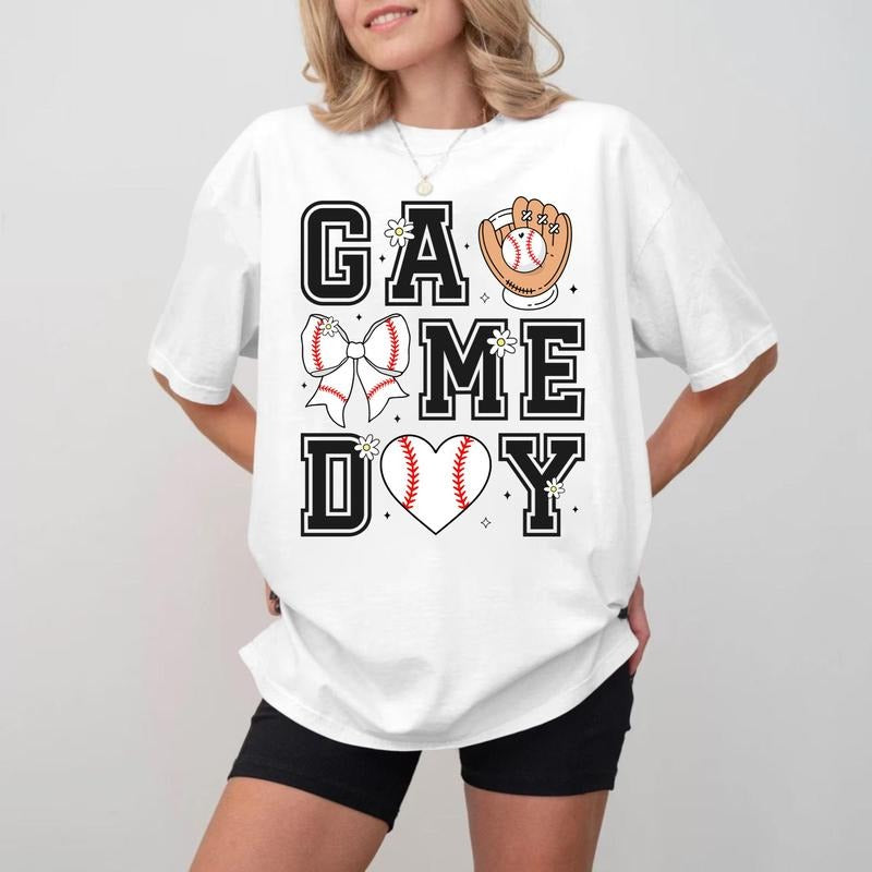 Game Day Baseball Letter Print Crewneck, Unisex Cotton T-shirt Hoodie, Sweatshirt | TeeBloomCo.com