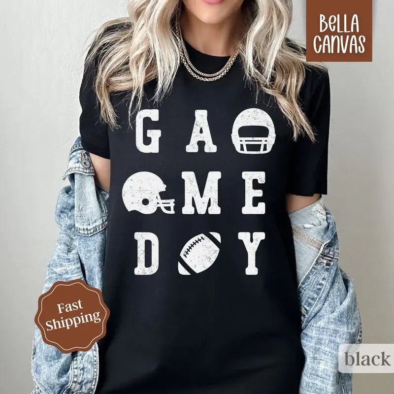 Game Day Football Shirt Bella Canvas, Women's Football Tee, Fall Graphic Tshirt Hoodie, Sweatshirt | TeeBloomCo.com