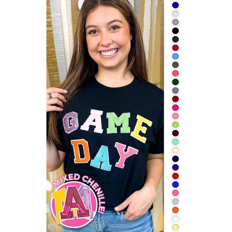 Game Day Sequin Funky Mix Graphic T-Shirt Hoodie, Sweatshirt | TeeBloomCo.com