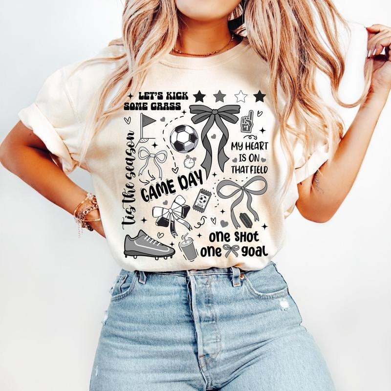 Game Day Soccer Coquette T-Shirt, Retro Soccer Shirt, Soccer Mama T-Shirt, Game Day Shirt Hoodie, Sweatshirt | TeeBloomCo.com