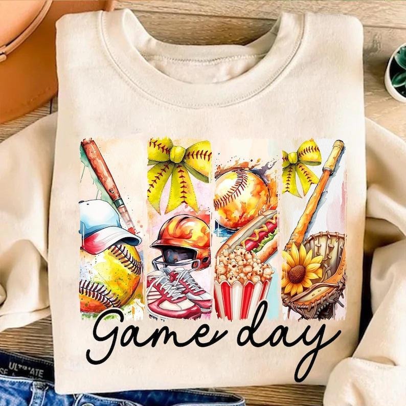 Game Day Softball Coquette Bow Mama , Softball Mom  Sweatshirt Classic T-Shirts, Hoodie | TeeBloomCo.com