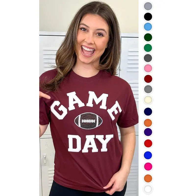 Game Day Sparkle Football Adult T-Shirt Hoodie, Sweatshirt | TeeBloomCo.com