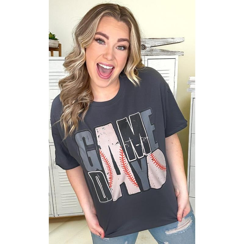 Game Day Stacked Baseball Graphic T-Shirt Hoodie, Sweatshirt | TeeBloomCo.com