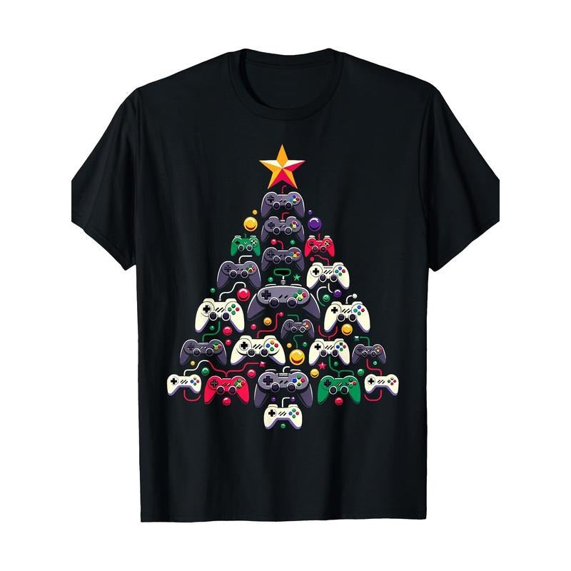 Gaming Controllers Christmas Tree Funny Gamer Christmas T-Shirt Made in USA Hoodie, Sweatshirt | TeeBloomCo.com