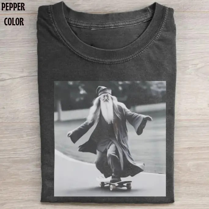 Gandalf Skateboarding Vintage Graphic T-shirt, Funny The Lord of the Rings Movie Tee, Unisex Meme Funny Dumb Shirt...