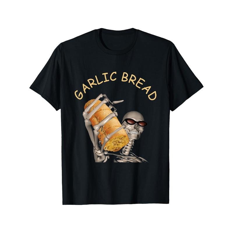 Garlic Bread Funny Cool Skeleton Meme T-Shirt Selected pure cotton interesting design DIY short sleeve t-shirt for men,...