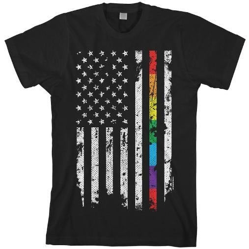 Gay Pride Rainbow American Flag Men's T-shirt made in usa Hoodie, Sweatshirt | TeeBloomCo.com