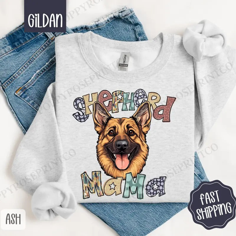 German Shepherd Mama Sweatshirt, Mama Women's Crewneck, Cute Dog Mom Women's Sweatshirt T-Shirts, Hoodie | TeeBloomCo.com