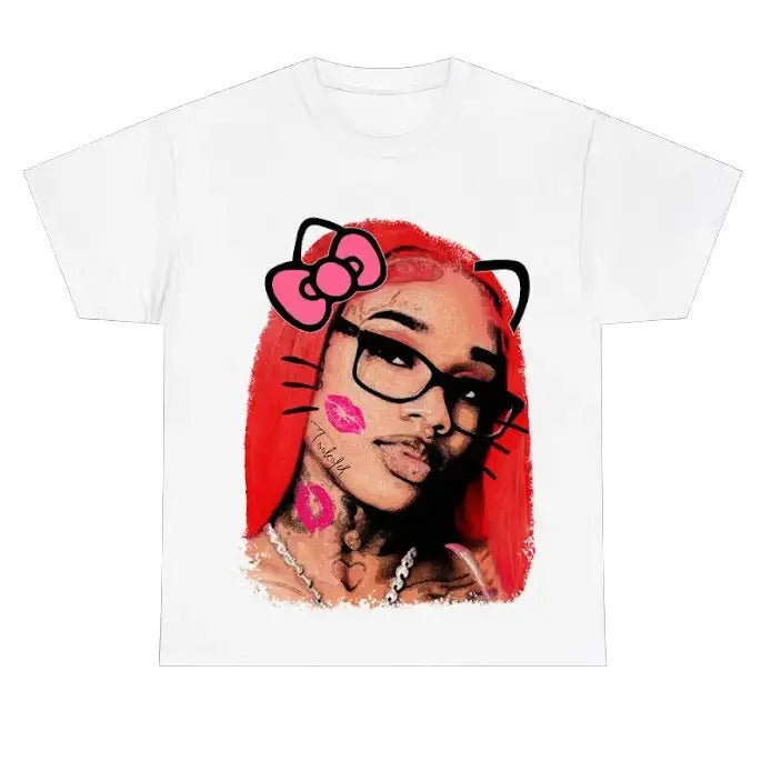 Get It Sexyy Kitty Big Face T-Shirt "Lips" Tee Cotton Fabric Hoodie, Sweatshirt | TeeBloomCo.com