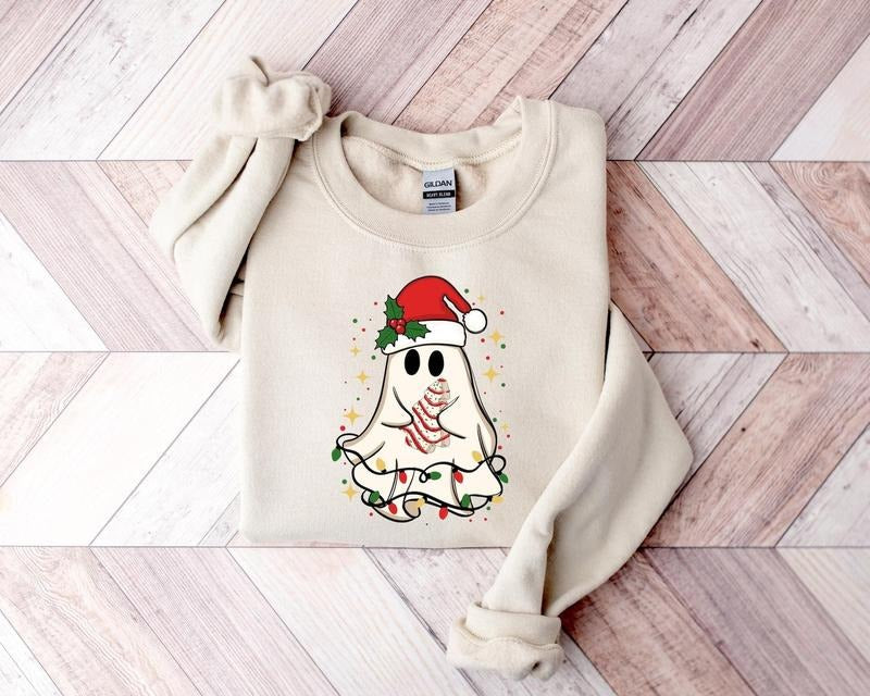 Ghost Santa Sweatshirt, Christmas Ghost Gift, Unisex Sweatshirt, Holiday Gift, Xmas Gift, Christmas Sweatshirt, Halloween...