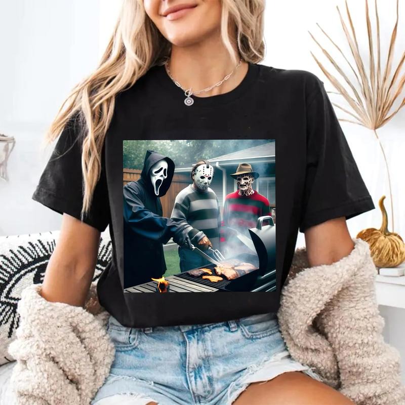 Ghostface Voorhees Freddy T-Shirt, Funny Characters Halloween Sweatshirt, Halloween Movies Tee Shirt Hoodie | TeeBloomCo.com
