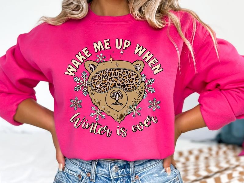Wake Me Up When Winter is Over / Gildan Sweatshirt in Helicionia T-Shirts, Hoodie | TeeBloomCo.com