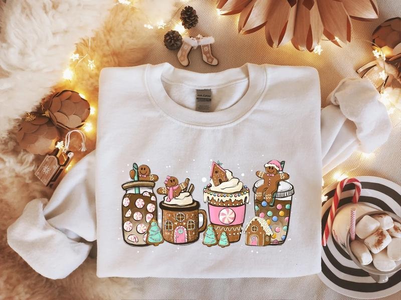 Gingerbread Christmas Coffee Sweatshirt, Christmas Coffee Sweater, Holiday Hoodie, Xmas Tee, Coffee Lover Gift,...