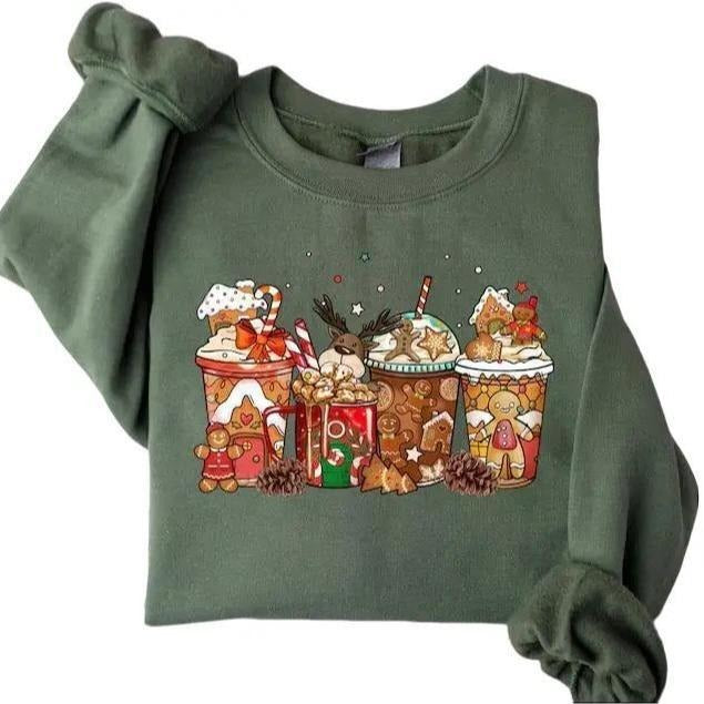 Gingerbread Coffee Cups Sweatshirt, Coffee Cups Sweatshirt, Holiday Coffee Cup Shirt, Gingerbread Halloween Shirt, Coffee...