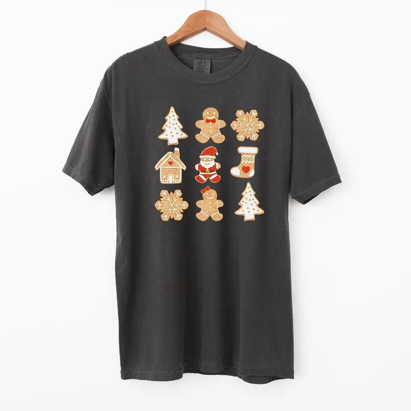 Gingerbread Cookies T Shirt, Cute Christmas Vintage Comfort Colors T-Shirt Hoodie, Sweatshirt | TeeBloomCo.com