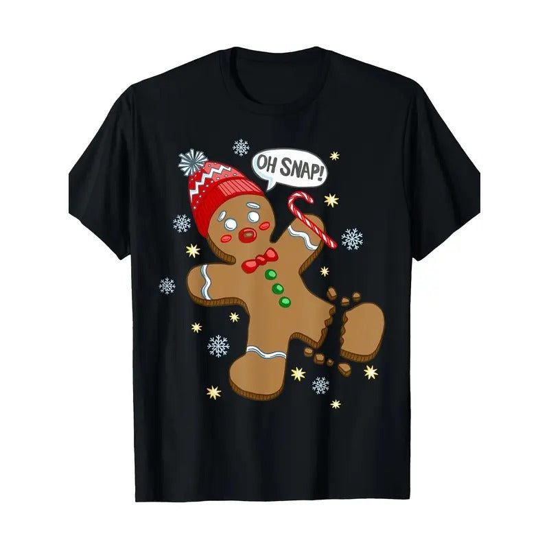 Gingerbread Man Oh Snap Christmas T-Shirt-220g 100% Cotton made in usa Hoodie, Sweatshirt | TeeBloomCo.com