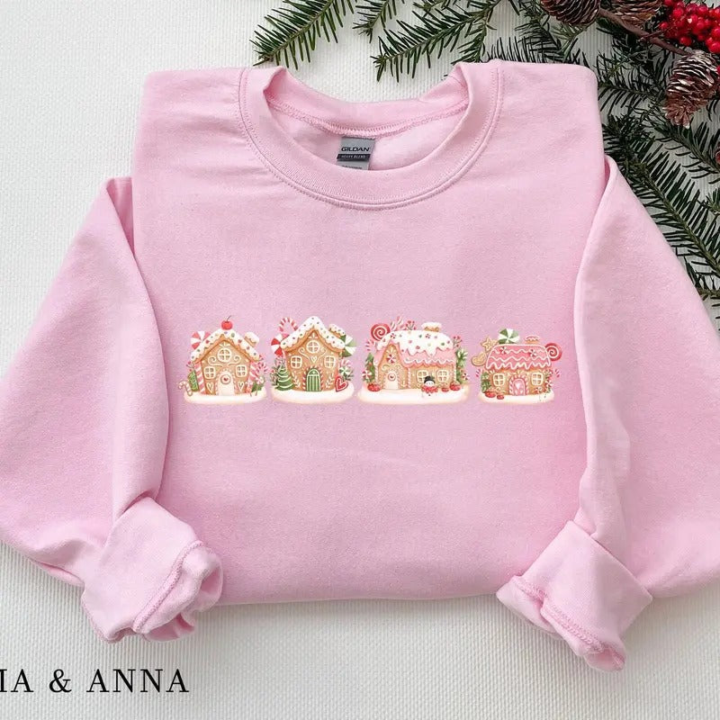 Gingerbread Sweatshirt, Christmas Sweatshirt, Christmas Crewneck, Christmas Sweater, Gingerbread House Shirt, Xmas,...
