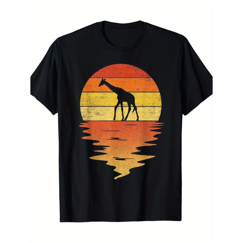Giraffe Shirt Retro Sunset 70s Retro Giraffe T-shirt Made in USA Hoodie, Sweatshirt | TeeBloomCo.com