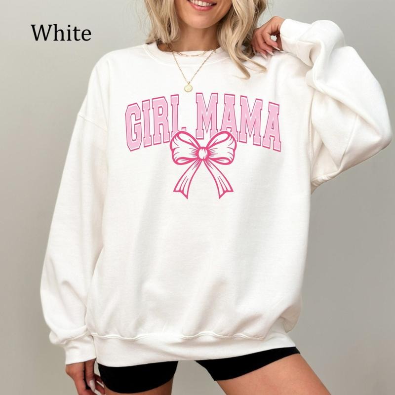 Girl Mama Coquette Bow Sweatshirt, Cute Girl Mom Shirt, Mommy & Me Outfit, Perfect Gift for Moms of Daughters, Cozy...