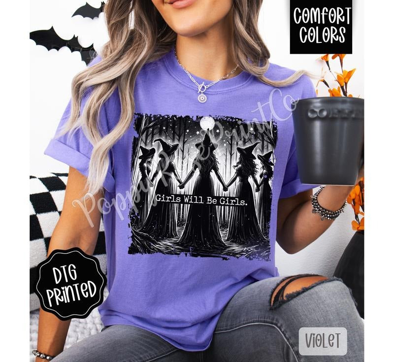 Girls Will Be Girls Shirt Comfort Colors, Trendy Halloween Tshirt Hoodie, Sweatshirt | TeeBloomCo.com