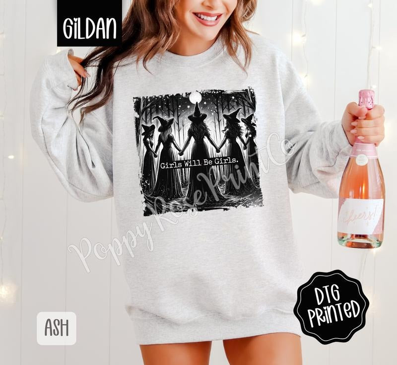Girls Will Be Girls Sweatshirt, Trendy Halloween Sweatshirt T-Shirts, Hoodie | TeeBloomCo.com