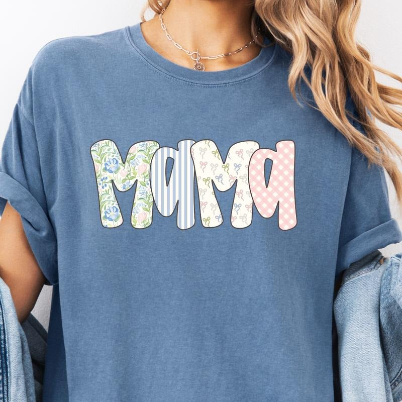 Girly Floral Mama Shirt ~ Unisex Apparel Relaxed Fit Printed In The USA Clothing Womenswear Casual Comfort Cotton Top...