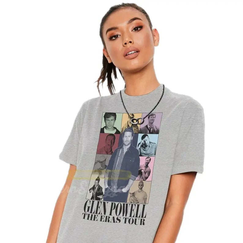 Glen powell tour shirt cool fan art t-shirt Casual Cotton Hoodie, Sweatshirt | TeeBloomCo.com