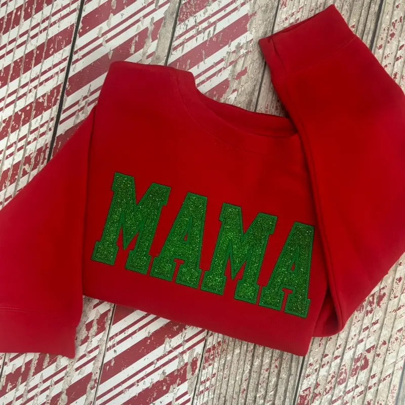 Glitter Christmas Mama Sweatshirt T-Shirts, Hoodie | TeeBloomCo.com