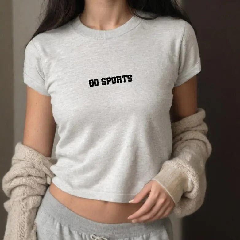 Go Sports Baby Tee Football Fan Graphic T, 90s T Shirt Girly pop y2k baby tee 90s b Hoodie, Sweatshirt | TeeBloomCo.com