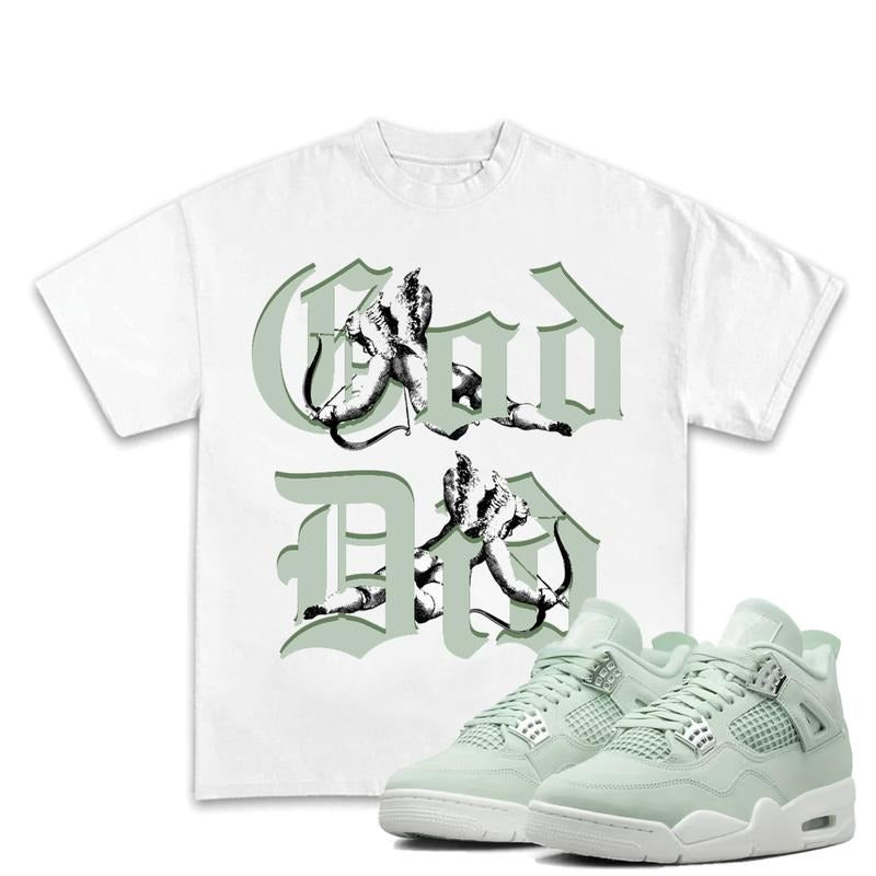 God Did Match 4s Seafoam Outfits Sneakers, Unisex Y2K Cotton T-shirt, Graphic Tee with a Trendy Streetwear Look Hoodie,...