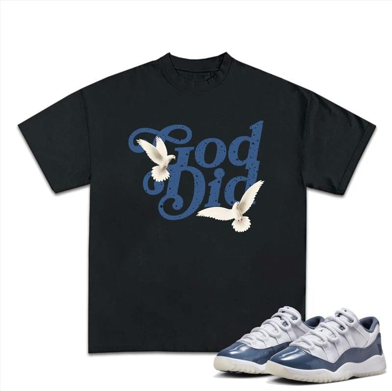 God Did T-shirt, 11S Diffused Blue Unisex Shirt, Shirt To Match Sneaker, Streetwear Y2k Shirt Underwear Tshirt Clothe...