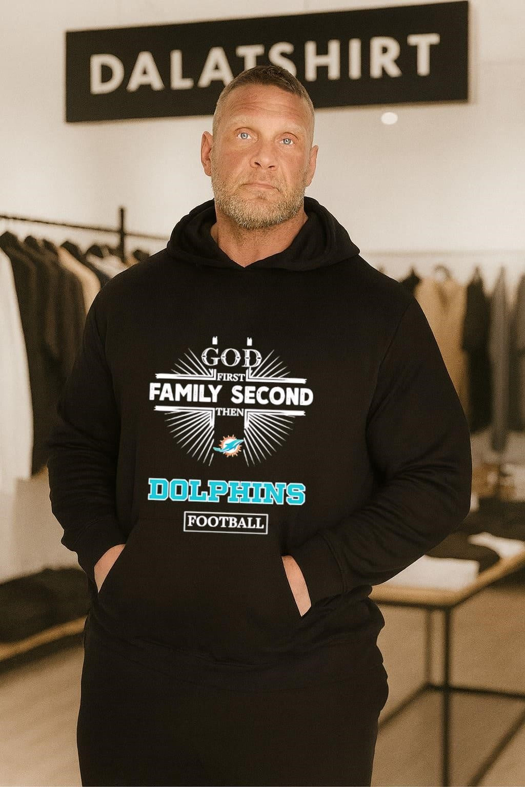 God First Family Second Then Dolphins Logo Football shirt